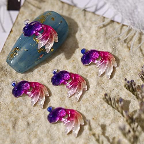 100 парчиња шарени рибици нокти 3D шарми симпатична желе риба смола камења за маникир декор нокти за уметност дизајн на големо шарми