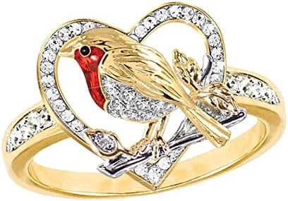 2023 Нов прстен птица црвен креативен прстен за птици за жени прстени кул прстени за момци