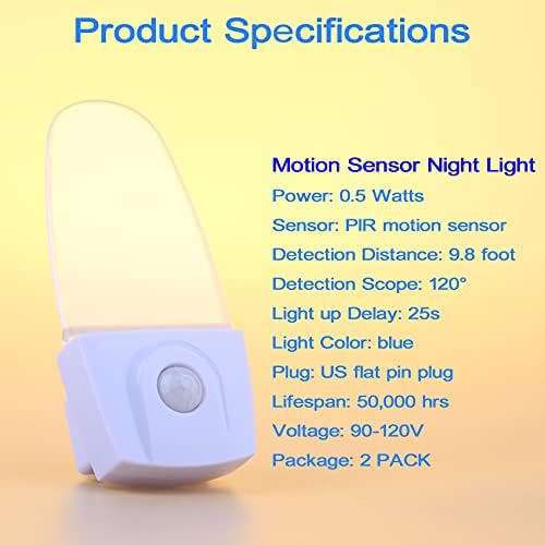 Ciciny Сензор За Движење Ноќно Светло 2 Пакет, 0,5 W Приклучок Во Движење Активирани LED Ноќни Светла, Автоматски Детектор За