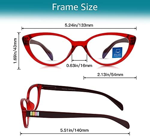 4 Пакет Очила За Читање Блокирање На Сина Светлина За Жени Кристал Мачкино Око Стилски Читатели Со Меки Торбички Лесни Очила Против Замор