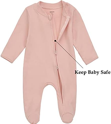 Abablexema органски памук бебешки нозе пижами со белезници новороденче поштедуваат долна спиење