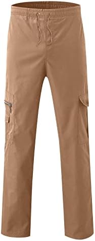 Машка брза суво истегнување панталони со комбинезони со панталони за пешачење со повеќе џебни панталони со памук со џебови со џебови