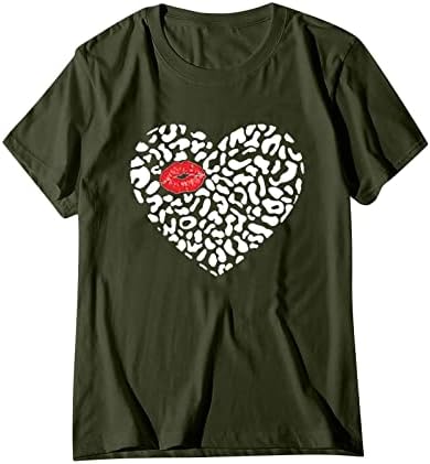 Жените Денот На Вљубените Маица Леопард Љубов Срцето Маици Краток Ракав Симпатична Повик Графички Редовно Се Вклопуваат Кошула Блузи