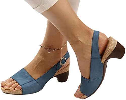 Cakiesky не лизгачки чевли за жени квадратни потпетици отворени пети -сандали модни слајдови сандали жени