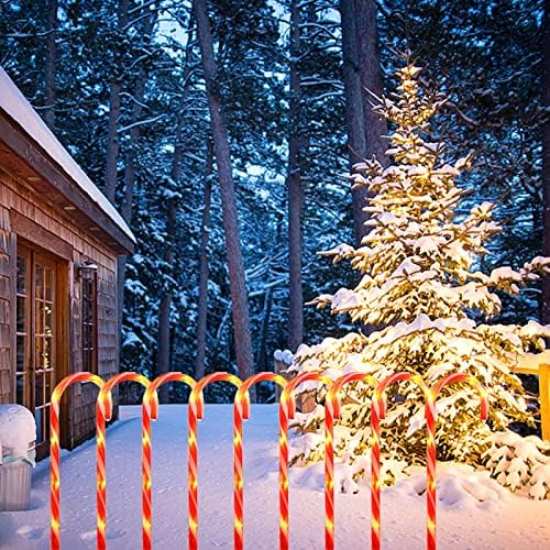 Sankuu 10 пакувања бонбони трска на отворено украси, 21 инчи Божиќни бонбони трска маркери светла со удели, божиќни бонбони трска светла за Xmas