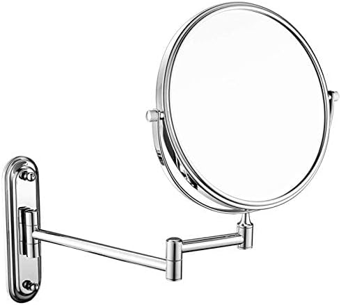 Огледало За шминка Поставено На ѕид,Двострано Огледало За Бричење Со Месинг Од 8 Инчи, Продолжување На Бања 360°Вртливо Огледало