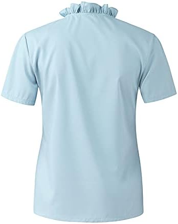 Маички за чистење маички за жени врвни печати летни женски ракави за ракави со вртливата маица со цврсти кратки фланели кошули за