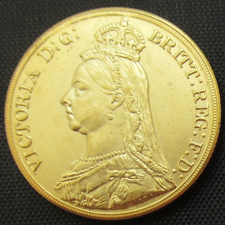 Британски £ 5 1887 странска реплика злато позлатена комеморативна монета
