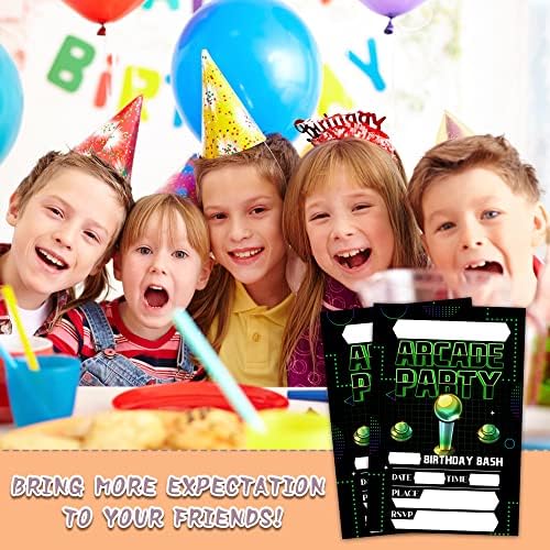 Покани за роденденска забава на YQV Arcade, роденденска забава со аркада од 20 точки покани со пликови-HBYQKK-B26