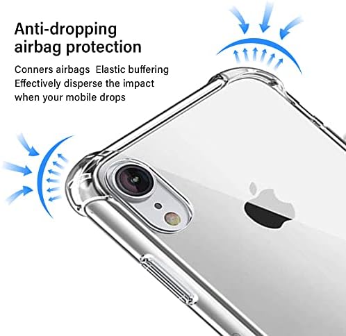 Azuoton за iPhone XR случај, iphone XR Телефонски случај со заштитник на екранот, шок -изобилен чист чист тенок мек силиконски TPU заштитен