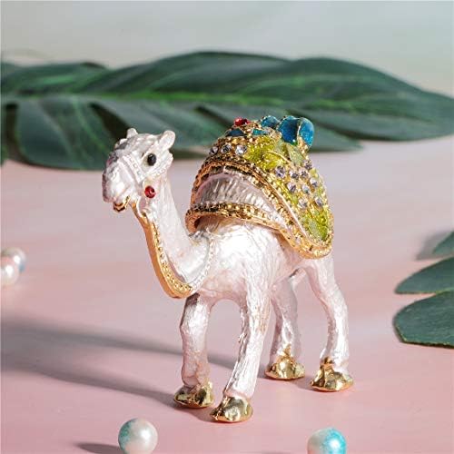 Waltz & F Mini Camel Hinged Trinket Box Bejeweled рачно насликан прстен држач за животински колекционерски фигурински декорација