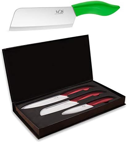 Вос Керамички Ножеви Поставени со нож за Ножеви од 6,5 Инчи - Вегетаријански Нож