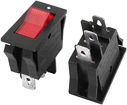 X-Dree 5 PCS Snap во монтирање 2 Позиција Red Light SPST Rocker Switch 16A 250VAC / 125VAC (5 Piezas de Encaje A Presión Montaje 2 Posiciones luz