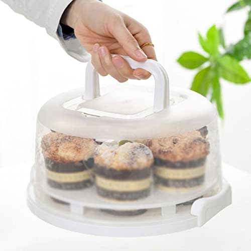 Pdgjg Пренослив Пластичен Кружен Контејнер За Кекси Кутија За Чување Торта За Десерт Кујнски Прибор