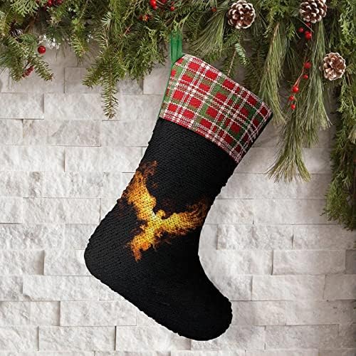 Фламинг ќелав орел секвен за Божиќни празници за Божиќни реверзибилни бои што се менуваат магичен фонд за Божиќно дрво камин висечки чорапи