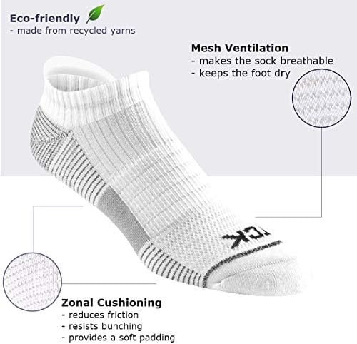 Чорапи со глуждот со ниски сеча со јазиче за мажи и жени- атлетски чорапи со 3 пакувања за трчање, одење- направени од рециклирани материјали