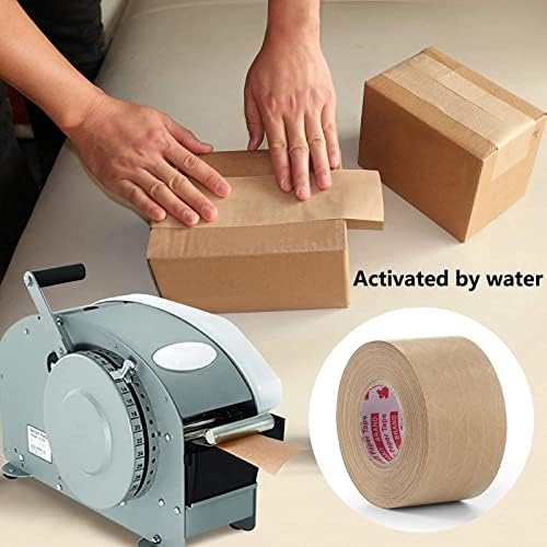 FBAIYY Вода активирана лента за пакување на хартија Крафт 6 ролна, за тешка испорака, за пишување силна леплива кафеава картонска кутија за движење