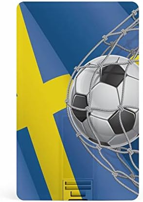 Фудбалски Гол И Шведско Знаме КРЕДИТНА Банкарска Картичка УСБ Флеш Дискови Пренослив Мемориски Стик Клуч За Складирање Диск 32ГР