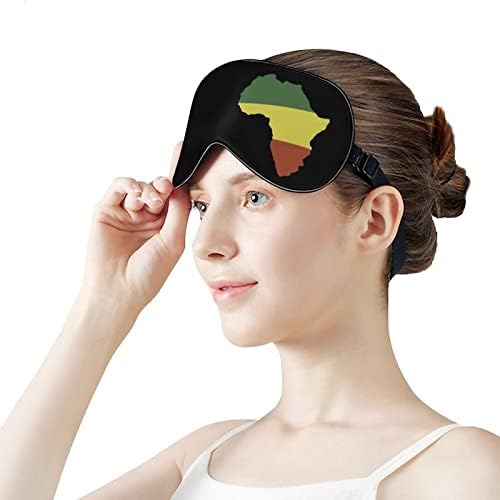 Африка Мапа Знаме Маска за Спиење Со Прилагодлив Ремен Мек Капак За Очи Затемнување Врзани Очи За Патување Релаксирајте Дремка