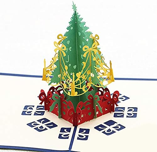 Luwsldirr Нова Година Подарок за новогодишно покана за новогодишна елка Поздрав 3D картичка пресечена разгледница црвена