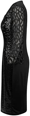 Коктел фустани за жени мода плус големина Sequin вечерен фустан чипка чипка шуплива искра сјајна забава фустани