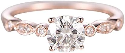 Прстени за жени 2023 година роденденски подароци розово злато дијамантски прстен дијамантски ангажман женски принцеза циркон
