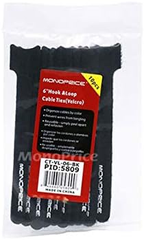 Кабелски врски со кабел за прицврстување на монопроки и јамка за прицврстување на кабелот 6inch, 100 парчиња/пакет - црна