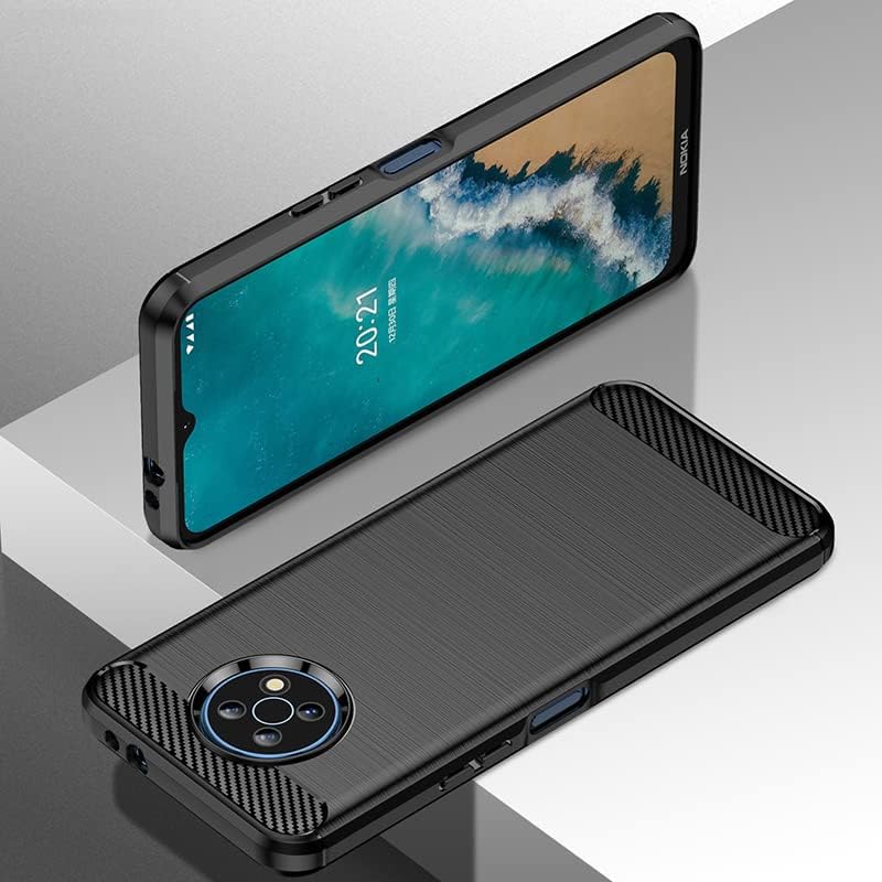 За случајот Nokia G50, јаглеродно влакно текстура мека флексибилна TPU тенок фит -шок -огноотпорен телефонски капак за Nokia G50 четкана црна
