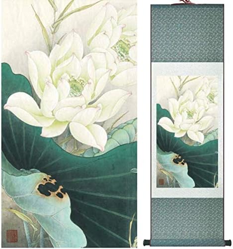 Кинески уметнички wallидни свитоци, виси wallидови, декоративни слики, лотос цветни ролни птици за сликање Традиционални цвеќиња и домашен
