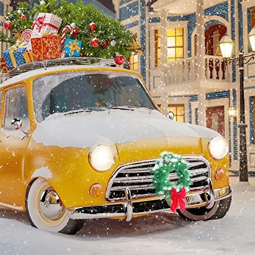 Венец За Божиќен Автомобил Венец Осветлен Вештачки Пластичен Бор Автомобилски Венец Со Прилагодливи Бобинки Од Црвен Лак За Божиќни Украси