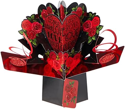 Suki подароци Меѓународна Pop Up Card Love & Roses, повеќебојни, 13 x 21 x 19 см