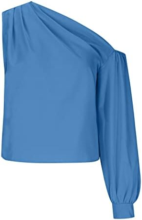 Женски топ 2023 мека удобна облека y2k Едно рамо Долга ракав Основен врвен кошула за дами лето есен JF JF