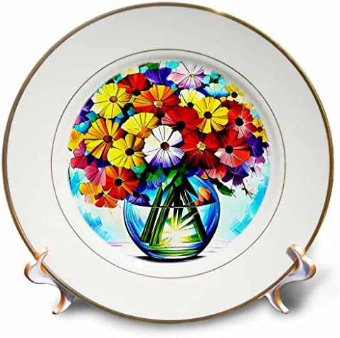 3дроза Елегантен и извонреден цветен состав во тркалезна стаклена чинија подарок-Чинии