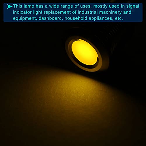 Индикатор за меканиксиност LED светлина 12V 22mm M22 панел монтирање метална водоотпорна сигнална ламба со Он прстен, жолта