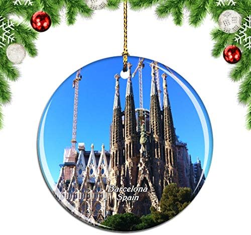 Недела во Шпанија Базилика од Саграда Фамилија Барселона Божиќна Божиќна украс украс Декорација што виси приврзок декор градски патнички