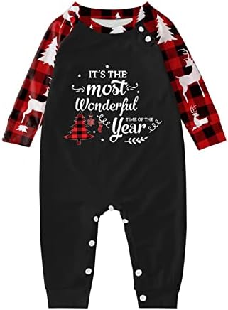 Појавување на семејни пижами ги поставува Божиќните PJ со Божиќни црни мета PJS поставени печатени Божиќни облеки Семејни пижами