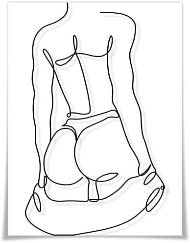 Ixmah минималистичка женствена линијата на телото уметност wallид декор црна бела апстрактна жена тело силуета платно wallидна