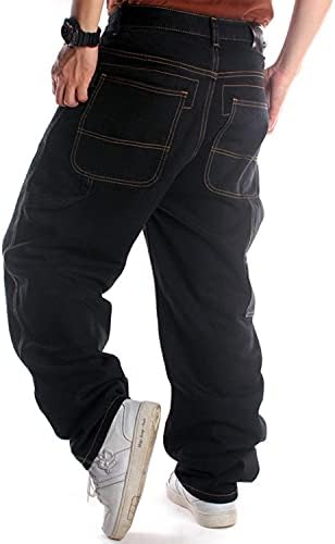 Опуштено опуштено класично фармерки на мажите - лабава мода со удобност обичен хип хоп тексас панталони