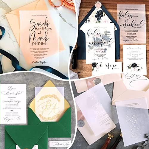 200 листови Зачувајте ги картичките за датуми за покани за свадби Vellum Транспарентна хартија чиста велум хартија DIY Транспарентна