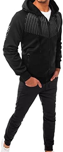 Bmisegm Mens Suitits Големи и високи машки есен и зимски врвни костуми за пантолони и рекреатни џемпери и панталони од Полка точка