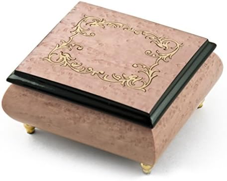 Прекрасна лесна лаванда/розова музичка кутија со арабеско дрво вметнување - многу песни што треба да се изберат - Псалм 23