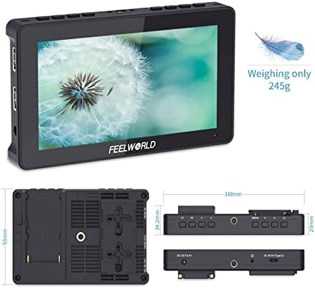FEELWORLD F5 Pro V3 5.5 Инчен Екран НА Допир Dslr Камера Поле Монитор СО 3D LUT, IPS FHD 1920x1152 Со F970 Инсталација И Моќ Комплет