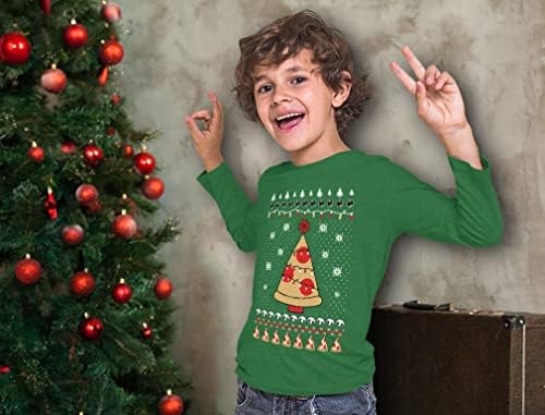 Tstars пица дрво џемпер млади деца грда божиќен џемпер стил со долг ракав кошула