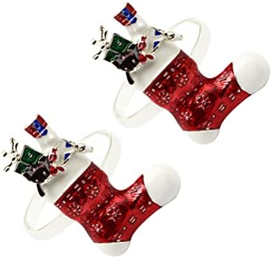 Хетотон Рустикален декор за маса 2 парчиња Божиќни салфетки прстени Божиќни чорапи за салфетки Декоративни салфетка тока за Божиќ Денот на благодарноста