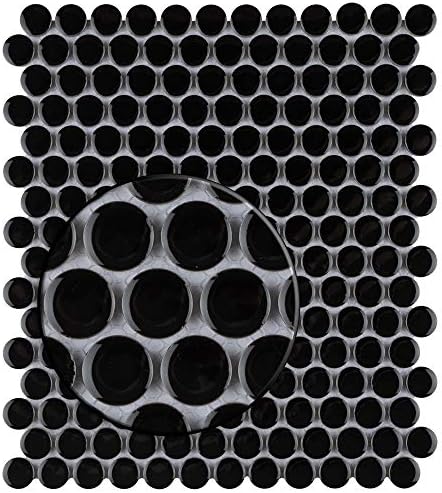 Подделен метро Пени сјајно црно 11,5 x 9,75 порцелански мозаик