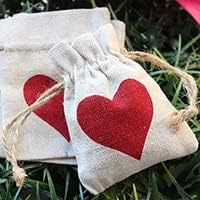 Памук Накит Организатор Пакување Печати Црвени Срца Симпатична Свадба Подарок Торба Накит Складирање Влечење Торбичка