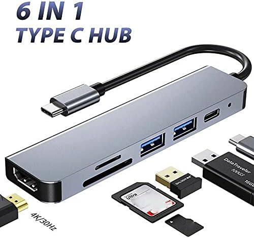 6 Порти SD Картичка Слот/USB Порта Тип-C ЛАПТОП USB Центар Картичка Читач Адаптер 4K HDMI Додатоци