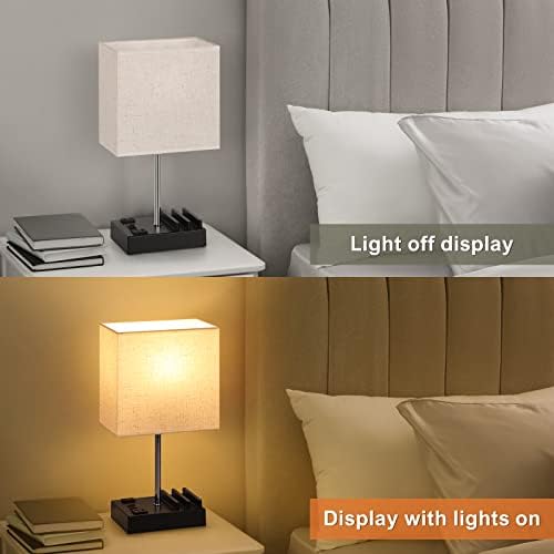 Табела Светилки За Спална Соба Во собата на 2 Кревет Светилки СО USB &Засилувач; C Порти И Излез Модерна Ноќна Ламба Поставува Бела