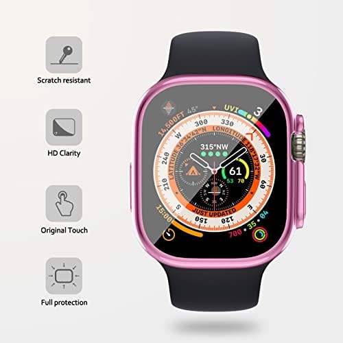 ALMNVO 3-Пакет Заштитник На Екранот Tpu Случај За Apple Watch Ultra 49mm, Мек Tpu Обложен Целосен Капак Наоколу Заштитни Куќишта