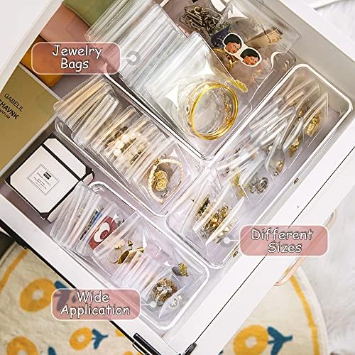 Ysglory 150 парчиња накит ПВЦ кеси за складирање самостојно запечатете се мали торбички патенти торби чисти прстени обетки за пакување